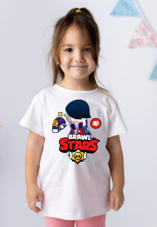 Unisex Bisiklet Yaka Kısa Kol Baskılı Çocuk T-Shirt - Beyaz