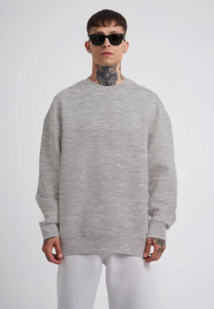 ERKEK Biskilet Yaka Üç İplik SweatShirt - Gri