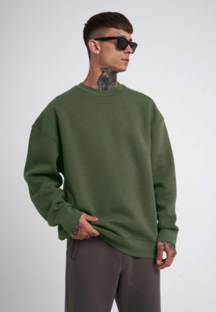 ERKEK Biskilet Yaka Üç İplik SweatShirt - Haki